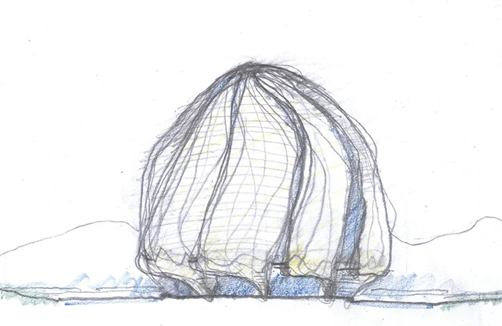 Baha’i House of Worship of South America by Hariri Pontarini Architects of Toronto, elevation sketch